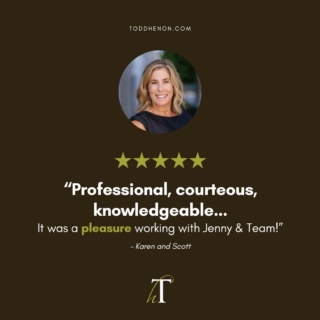 A privilege and pleasure to serve you, Karen and Scott! 

Whether working with Sellers, Buyers, Tenants, or Investors, Jenny Green embodies the Todd Henon Properties Core Value of Clients First every day. 

How can we serve you? Learn More: ToddHenon.com 

@jenny_green11_